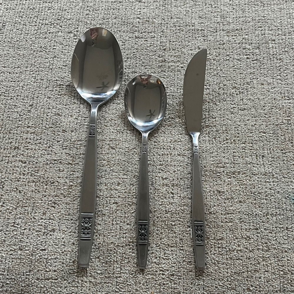 Vintage Madeira Japan Stainless Steel Flatware 3 Piece Set Serving Pieces MCM